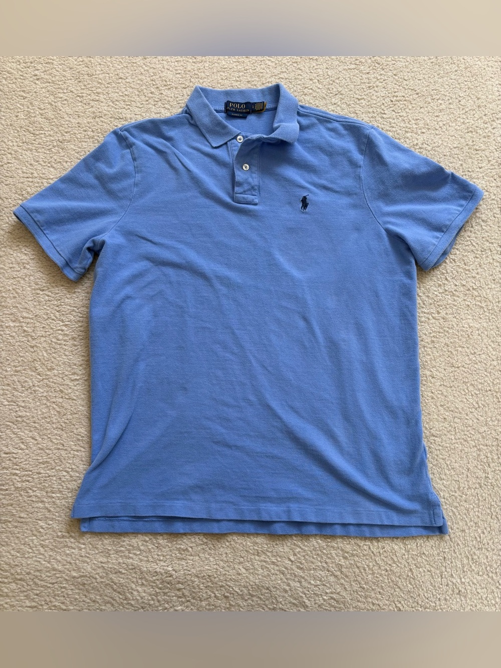 Polo Ralph Lauren sky blue iconic classic mesh polo shirt sz L preppy old money
